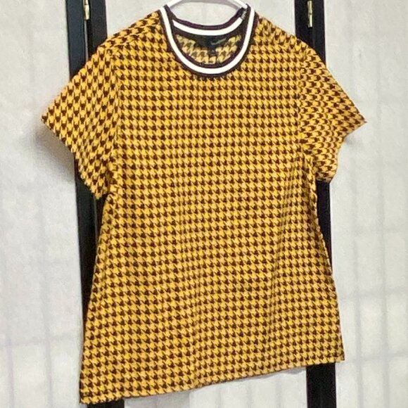 Harve Benard Print Series Cap Sleeve Stretch Band Crew Neck Houndstooth Top M - Picture 3 of 13